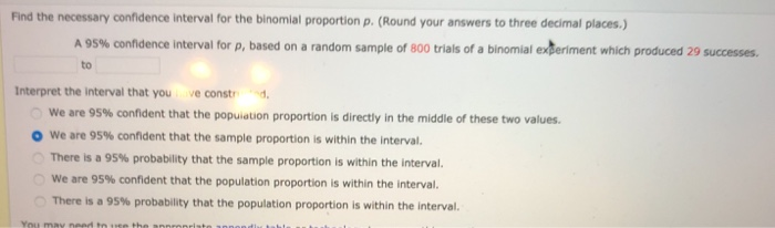 Solved Find the necessary confidence interval for the | Chegg.com