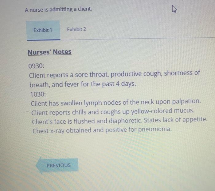 solved-a-nurse-is-admitting-a-client-exhibit-1-exhibit-2-chegg