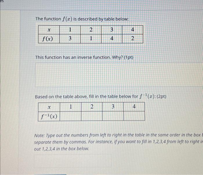 Solved The function f(x) is described by table below This