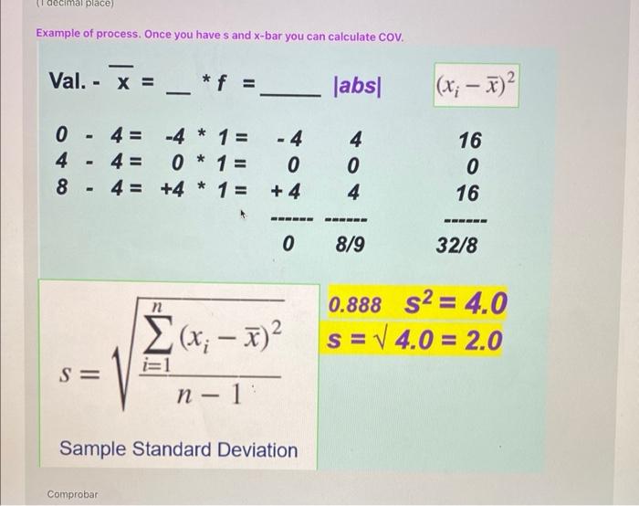 Solved Mean Standard Deviation And Coefficient Of Variation