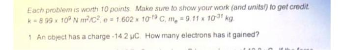 Solved Each problem is worth 10 points. Make sure to show | Chegg.com