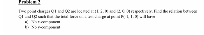 Solved Problem 2 Two point charges Q1 and Q2 are located at | Chegg.com