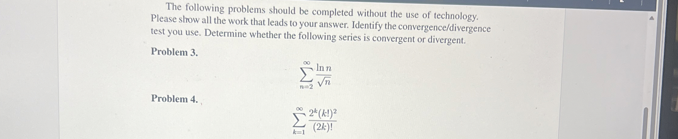 Solved The following problems should be completed without | Chegg.com