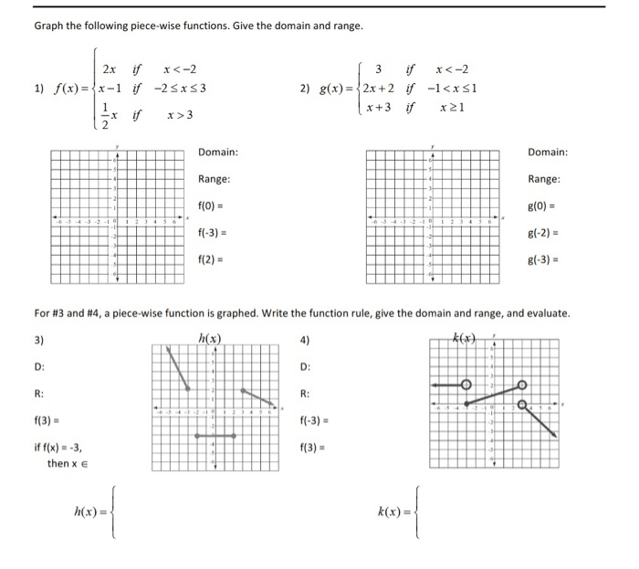 Solved Graph the following piece-wise functions. Give the | Chegg.com