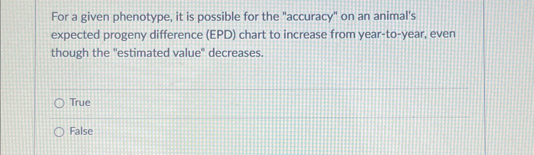 Solved For a given phenotype, it is possible for the | Chegg.com