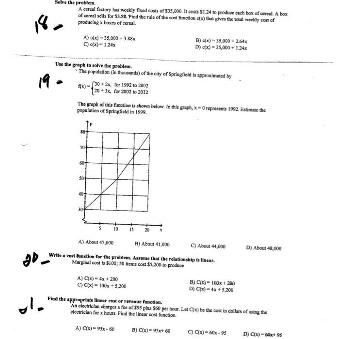 Solved 18 Solve the problem. A cereal factory has weekly