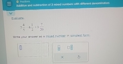 Solved Fredion:Addition and subtraction of 3 ﻿mixed numbers | Chegg.com