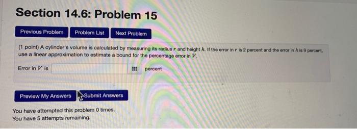 Solved Section 14.6: Problem 15 Previous Problem Probler | Chegg.com