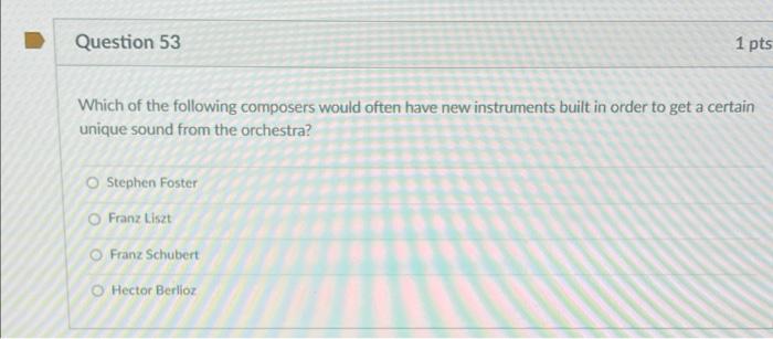 Solved Question 53 1 pts Which of the following composers | Chegg.com