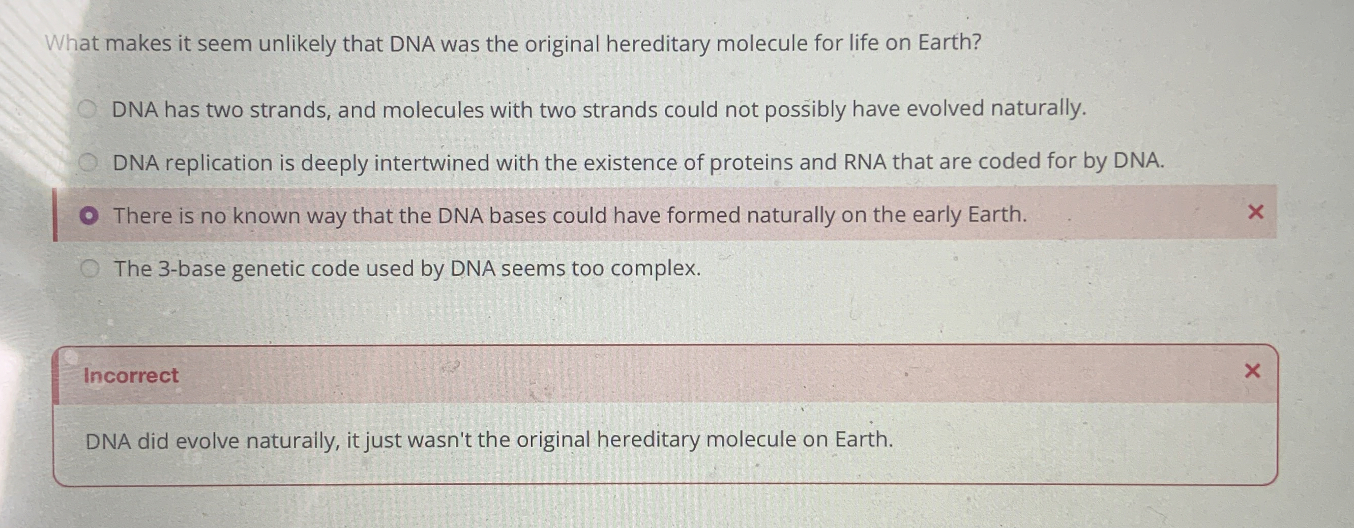 Solved What makes it seem unlikely that DNA was the original | Chegg.com