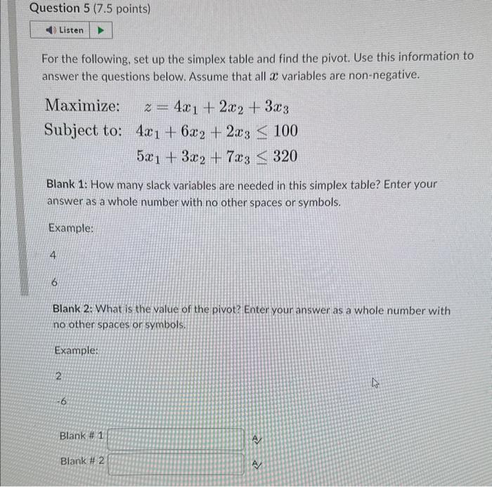 Solved For the following, set up the simplex table and find | Chegg.com