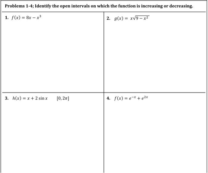 Solved Problems 1-4; Identify the open intervals on which | Chegg.com