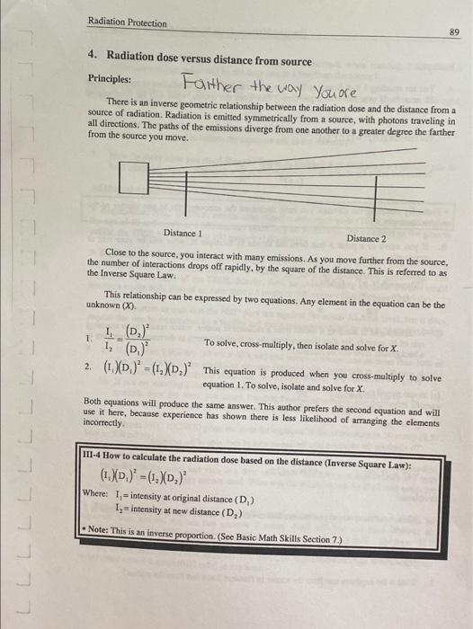 Solved 4. Radiation dose versus distance from source | Chegg.com