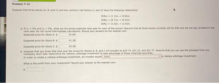 Solved Suppose That Three Stocks (A,B, And C ) And Two | Chegg.com