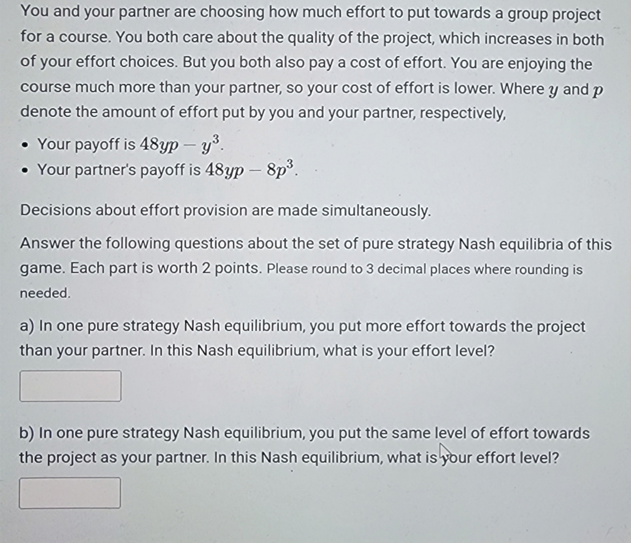 Solved You And Your Partner Are Choosing How Much Effort To | Chegg.com