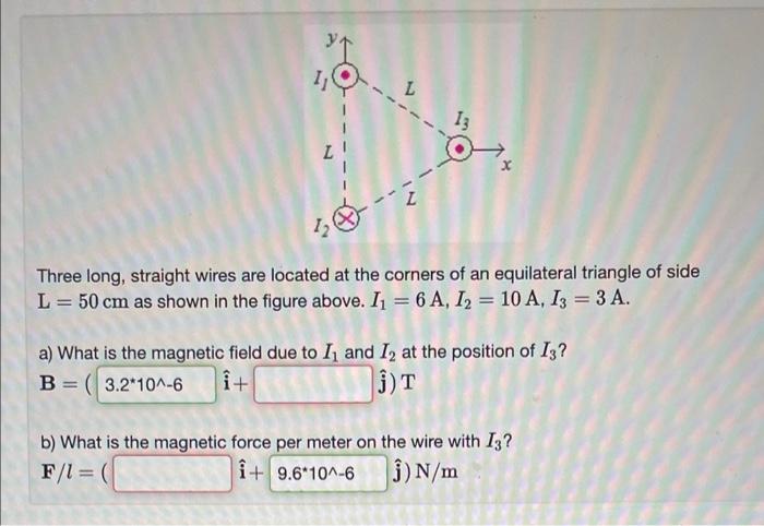 Solved 1₁ Three Long, Straight Wires Are Located At The | Chegg.com