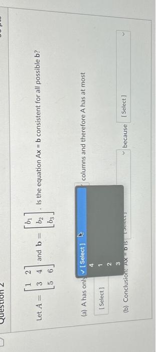 Solved Question 2 Let A = 1 2 3 5 6 [Select] 4 And B = (a) A | Chegg.com