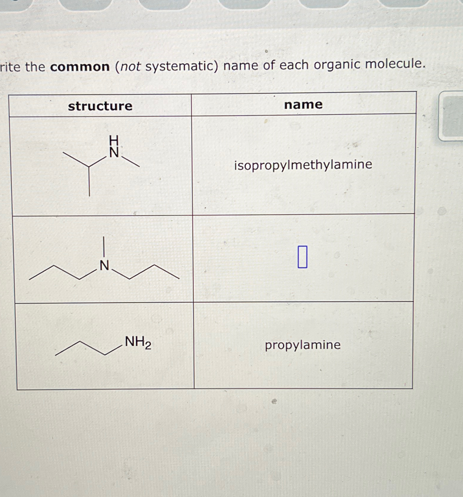 Solved rite the common (not systematic) ﻿name of each | Chegg.com
