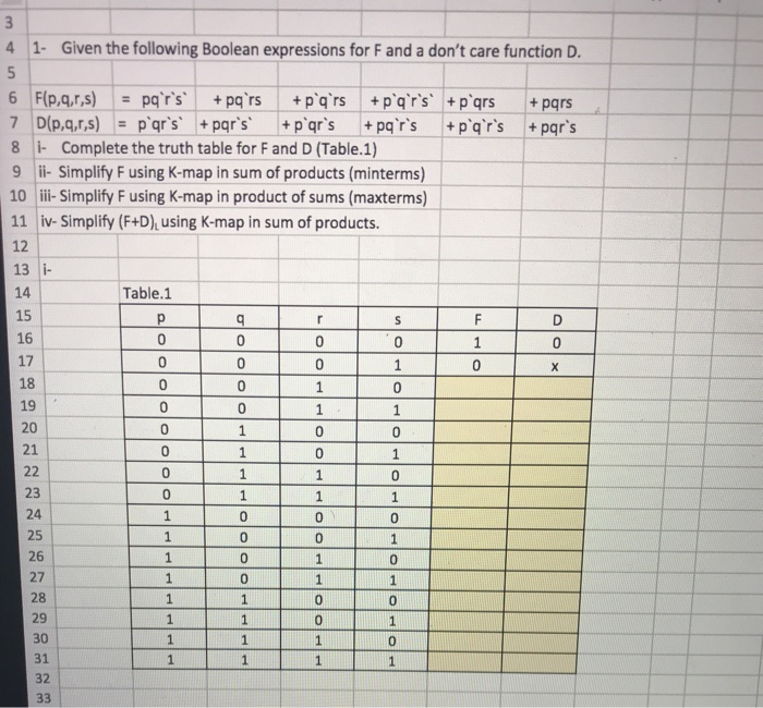 Solved Pars 3 4 1 Given The Following Boolean Expressions Chegg Com