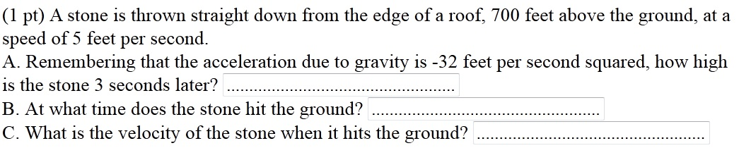 Solved A stone is thrown straight down from the edge of a | Chegg.com