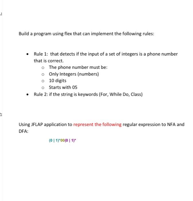 Solved Build a program using flex that can implement the | Chegg.com