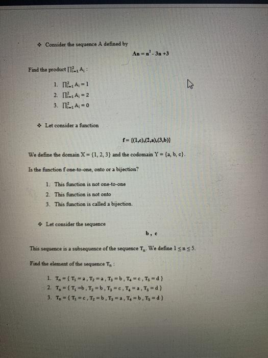 Solved Exercise 1: select the correct answer. Let consider a | Chegg.com