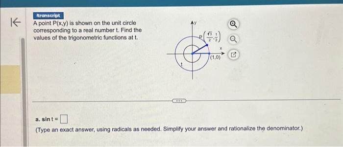 Solved A point P(x,y) is shown on the unit circle | Chegg.com