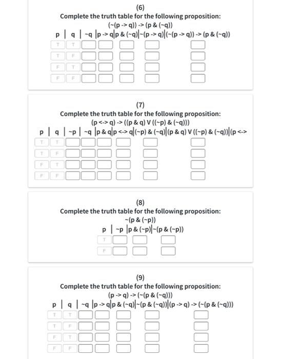 Solved (6) Complete the truth table for the following | Chegg.com