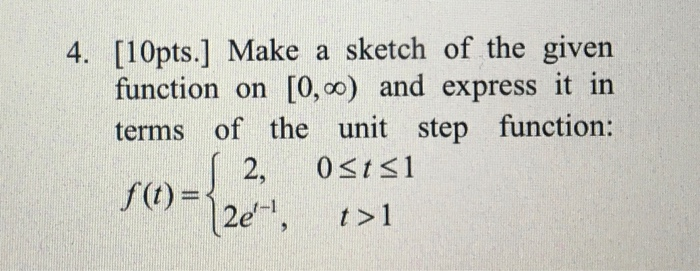 Solved 4. [10pts.] Make a sketch of the given function on | Chegg.com