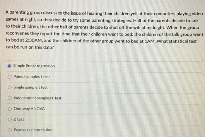 Solved A Parenting Group Discusses The Issue Of Hearing Chegg Com