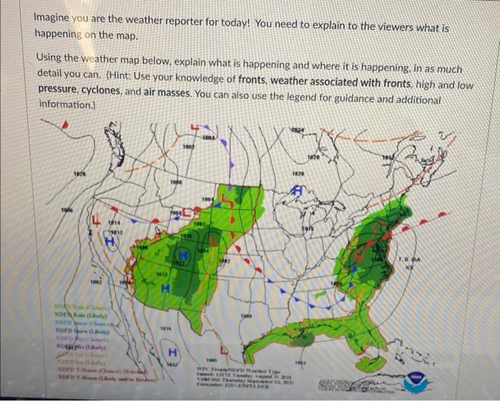 Imagine you are the weather reporter for today! You | Chegg.com