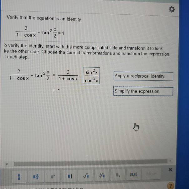 Solved Verify That The Equation Is An Identity Cos X Chegg Com