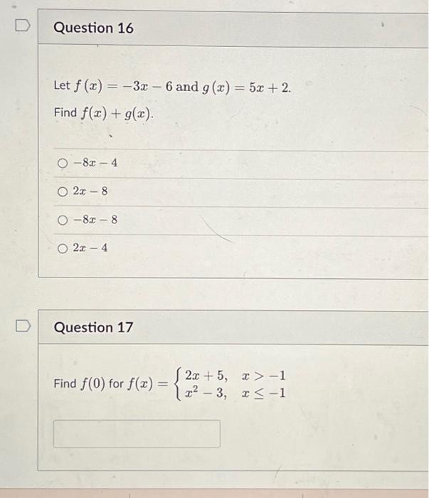 Solved Let F X −3x−6 And G X 5x 2 Find F X G X