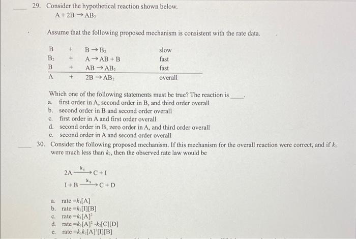 Solved 29. Consider the hypothetical reaction shown below. | Chegg.com