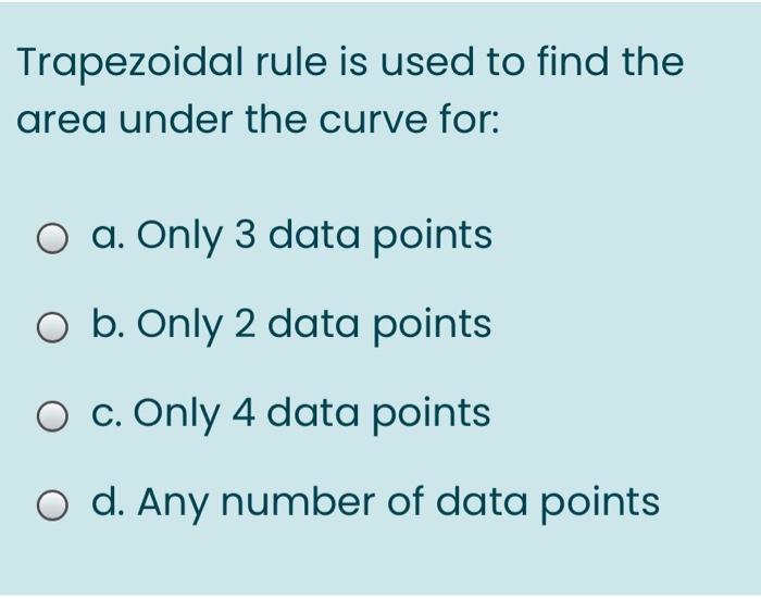 Solved Trapezoidal rule is used to find the area under the | Chegg.com