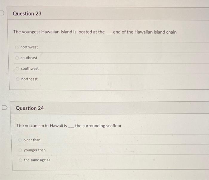 Solved Question 23 The youngest Hawaiian Island is located