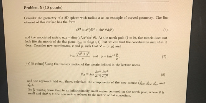 Solved Problem 5 (10 points) Consider the geometry of a 2D | Chegg.com