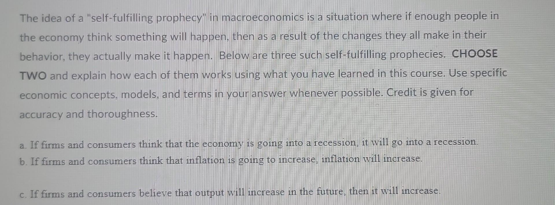 Solved The Idea Of A "self-fulfilling Prophecy" In | Chegg.com