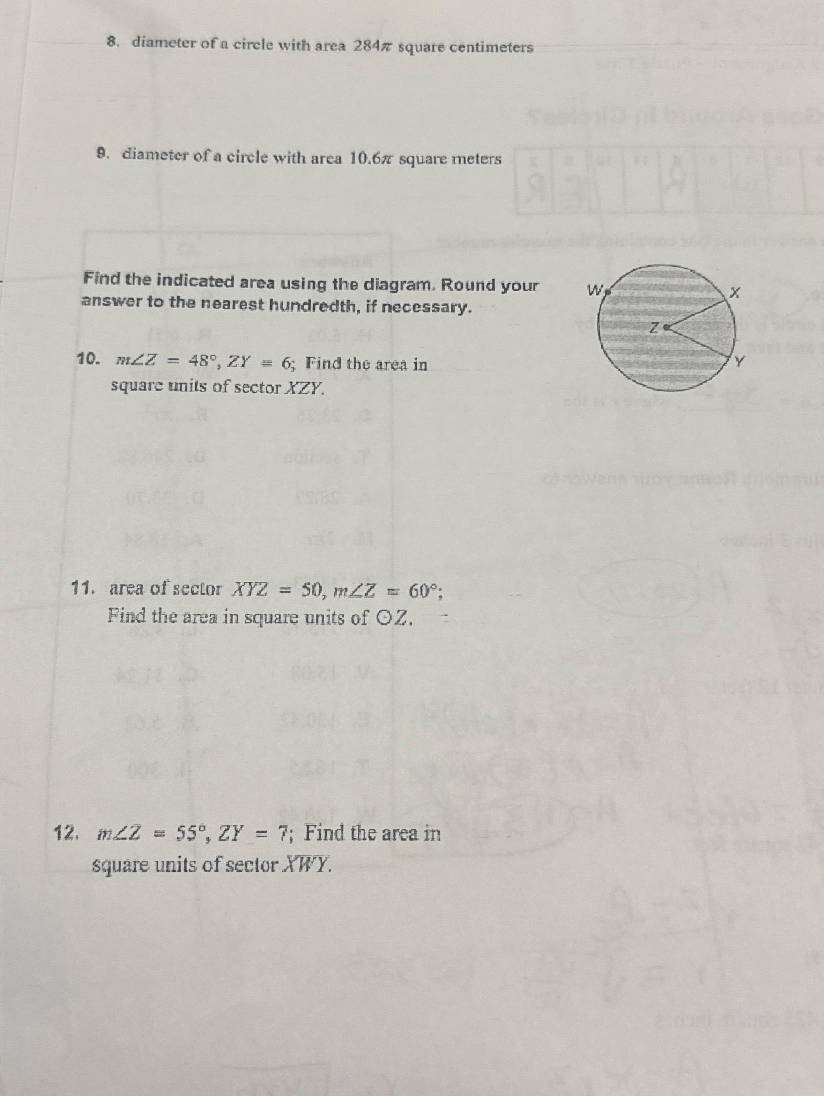 find the diameter of a circle whose area is 154 cm square