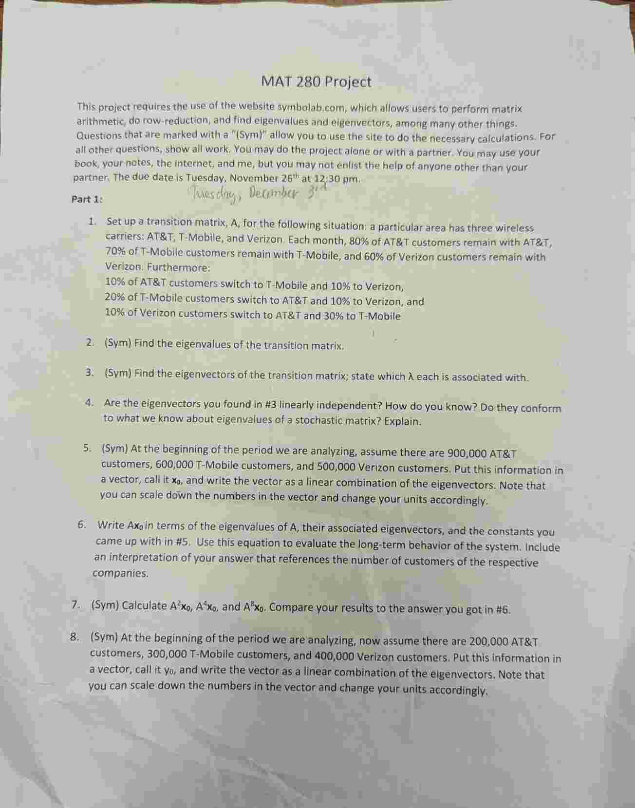 Project 280 Solved MAT 280 ProjectThis project requires the use of the | Chegg.com
