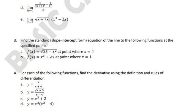 Solved D Lim Elim Vx 7x X2 2x 3 Find The Standar Chegg Com