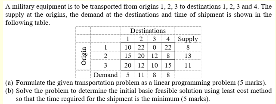 Solved A Military Equipment Is To Be Transported From | Chegg.com