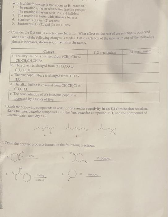 Solved 1. Which of the following is true about an El | Chegg.com