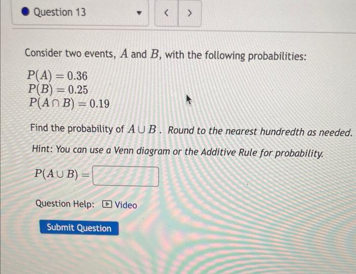 Solved Consider Two Events, A And B, With The Following | Chegg.com