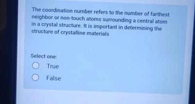 Solved The coordination number refers to the number of | Chegg.com