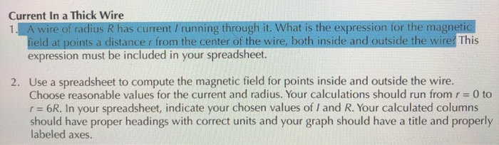 Solved Current In a Thick Wire 1. A wire of radius R has | Chegg.com