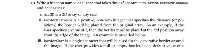 Solved (1) Write a function named addFrame that takes three | Chegg.com