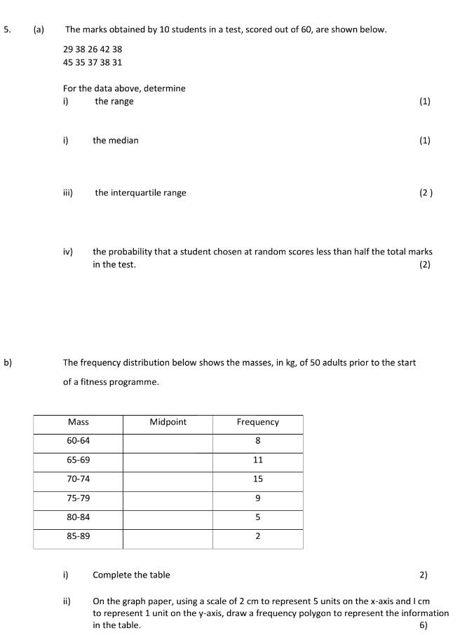 Solved (a) The marks obtained by 10 students in a test, | Chegg.com