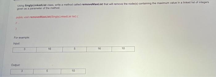 Solved Using SinglyLinkedList class, write a method called | Chegg.com
