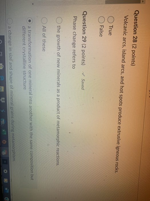 Solved Question 28 (2 points) Volcanic arcs, island arcs, | Chegg.com
